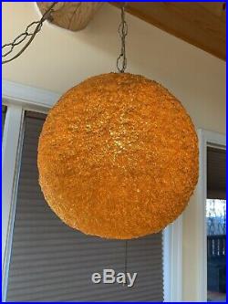 Vintage Mid Century Modern Spaghetti Hanging Swag Lamp Light Orange