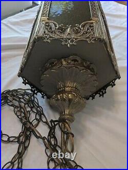 Vintage Mid Century Modern Swag Lamp Hanging Chandelier Light Hollywood Regency