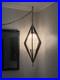 Vintage Mid Century Modern Walnut & Frosted Glass Pendant Lamp, 1960s pos Virden