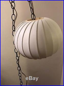 Vintage Mid Century Modern White Hanging Pendant Denmark Lamp Light
