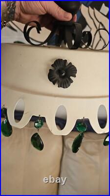 Vintage Mid Century OOAK Swag Hanging Light Lamp Green Prisms 15 x 15