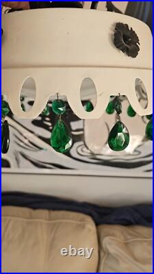 Vintage Mid Century OOAK Swag Hanging Light Lamp Green Prisms 15 x 15