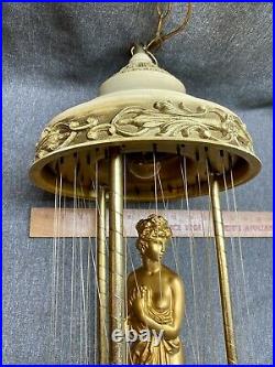 Vintage Mid Century Oil Rain Hanging Light Lamp Greek Goddess Lady 30 Working