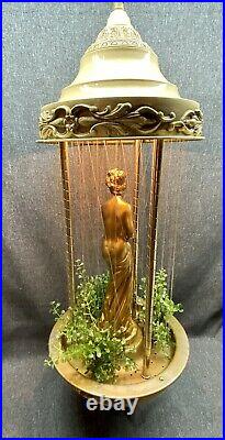 Vintage Mid Century Oil Rain Hanging Light Lamp Greek Goddess Lady 30 Working