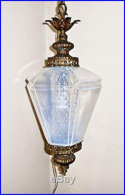 Vintage Mid Century Opalescent Moonstone Carl Falkenstein 1966 Hanging Swag Lamp