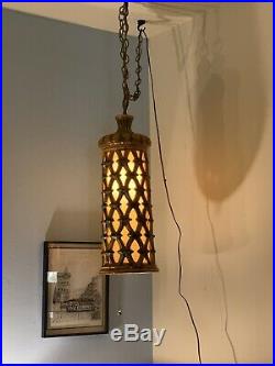 Vintage Mid Century Pottery Hanging Swag Lamp
