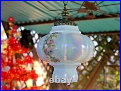 Vintage Mid Century Retro Hanging Lamp EFEF IND Iridescent Glass Ball Swag Light