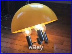Vintage Mid Century Retro Mushroom Hanging Ceiling Lamp Light YELLOW! Rare