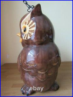 Vintage Mid Century Retro Owl Swag Hanging Light Pottery 16 Tall Retro