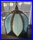 Vintage Mid Century Slag Glass Tulip Hanging Lamp shade Blue 8 Panels READ