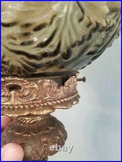 Vintage Mid Century Smoke Glass Globe Hanging Swag Lamp Grape Pattern Gray