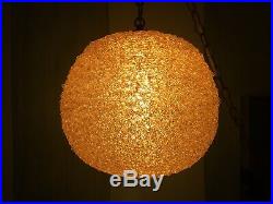 Vintage Mid Century Spaghetti Hanging Swag Lamp Light Lucite Orange Gold Globe