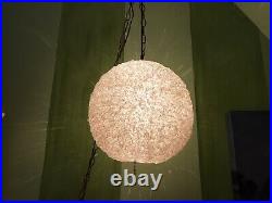 Vintage Mid Century Spaghetti Hanging Swag Lamp Light Lucite White Clear Globe