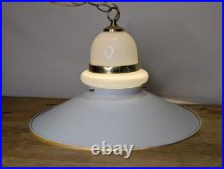 Vintage Mid Century UFO Space Age Saucer Swag Hanging Pendant Light Fixture MCM