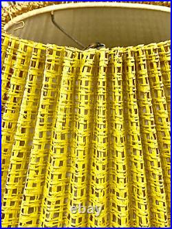 Vintage Mid Century Yellow Fiberglass Shade Swag Lamp Hanging Ceiling NOS