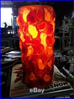 Vintage Mid Century cylinder CHUNKY LUCITE ROCK CANDY Hanging SWAG LAMP Light