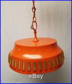 Vintage Mid Century modern orange Ceiling LAMP Hanging Light chandelier rare