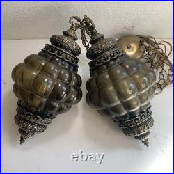 Vintage Mid Mod MCM Hanging Swag Lamps Lights Bubble Glass