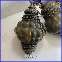 Vintage Mid Mod MCM Hanging Swag Lamps Lights Bubble Glass