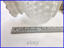 Vintage Milk Glass Hanging Light Hurricane Lamp Farmhouse Brass Wooden Knob