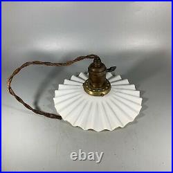 Vintage Milk Glass Petticoat Oil Lamp Chimney Shade 8 Pendant Light Bryant
