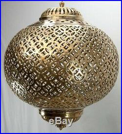 Vintage Moroccan Brass Ceiling Light Fixture Hanging Lamp Chandelier