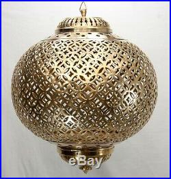Vintage Moroccan Brass Ceiling Light Fixture Hanging Lamp Chandelier