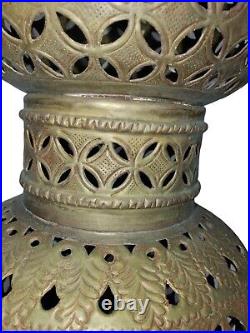 Vintage Moroccan Pierced Brass Hanging Lantern Pendant 25