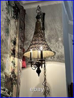 Vintage Moroccan Turkish Pierced Brass Hanging lamps (Set Of 2) Stunning 30 Vintage Moroccan Turkish Pierced Brass Hanging lamps (Set Of 2) Stunning 30