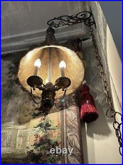 Vintage Moroccan Turkish Pierced Brass Hanging lamps (Set Of 2) Stunning 30