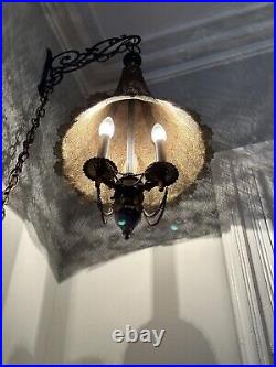 Vintage Moroccan Turkish Pierced Brass Hanging lamps (Set Of 2) Stunning 30