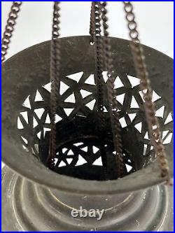 Vintage Moroccan Turkish Pierced Brass Teardrop Lantern Lamp Incense 15
