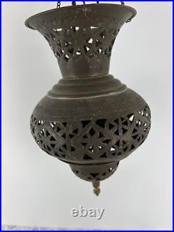 Vintage Moroccan Turkish Pierced Brass Teardrop Lantern Lamp Incense 15
