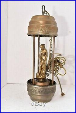 Vintage Motion Oil Rain Lamp Greek nude Goddess Hanging Swag 22 All Original