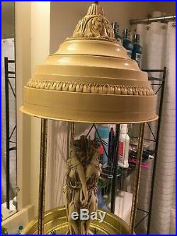Vintage Motion Oil Rain Lamp Three Goddess Hanging Swag RARE