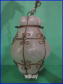 Vintage Murano Caged Hanging Lamp Pendant