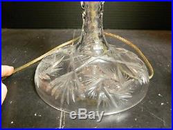 Vintage Mushroom Cut Crystal Electric Lamp with 32 Hanging Crystals 18.5 x 9 VG