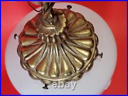 Vintage Neoclassical Milk Glass Swag Pendant Lamp Hollywood Regency Relief