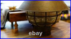Vintage Nulco Nautical Pendant Light Caged Amber Glass