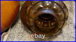 Vintage Nulco Nautical Pendant Light Caged Amber Glass