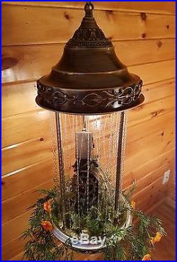 Vintage Oil Rain Grist MILL Moving Water Wheel Hanging Swag Light Lamp