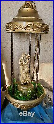 Vintage Oil Rain Lamp Hanging Swag Young Couple Dancing. Works well. Read descri