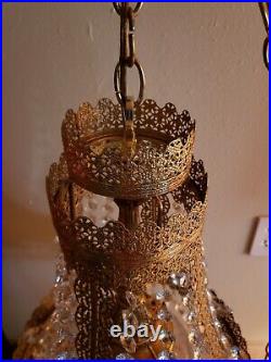 Vintage One of a Kind Hollywood Regency Brass Swag Lamp Chandelier Unique