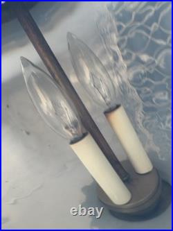 Vintage Opalescent Hollywood Regency Hanging Swag Light Fixture Lamp