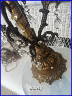 Vintage Opalescent Hollywood Regency Hanging Swag Light Fixture Lamp