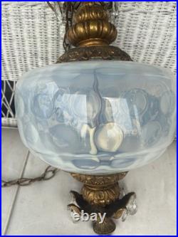 Vintage Opalescent Hollywood Regency Hanging Swag Light Fixture Lamp