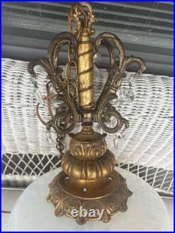 Vintage Opalescent Hollywood Regency Hanging Swag Light Fixture Lamp