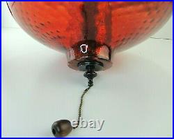 Vintage Ornate Swag Lamp Glass Amber Hanging Light Art Deco MCM