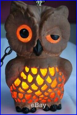 Vintage Owl Swag Hanging Lamp Very Rare