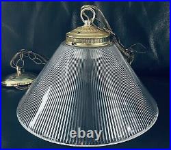 Vintage PENDANT Light LAMP Hanging MCM Lucite Cone Corrugated Design Swag